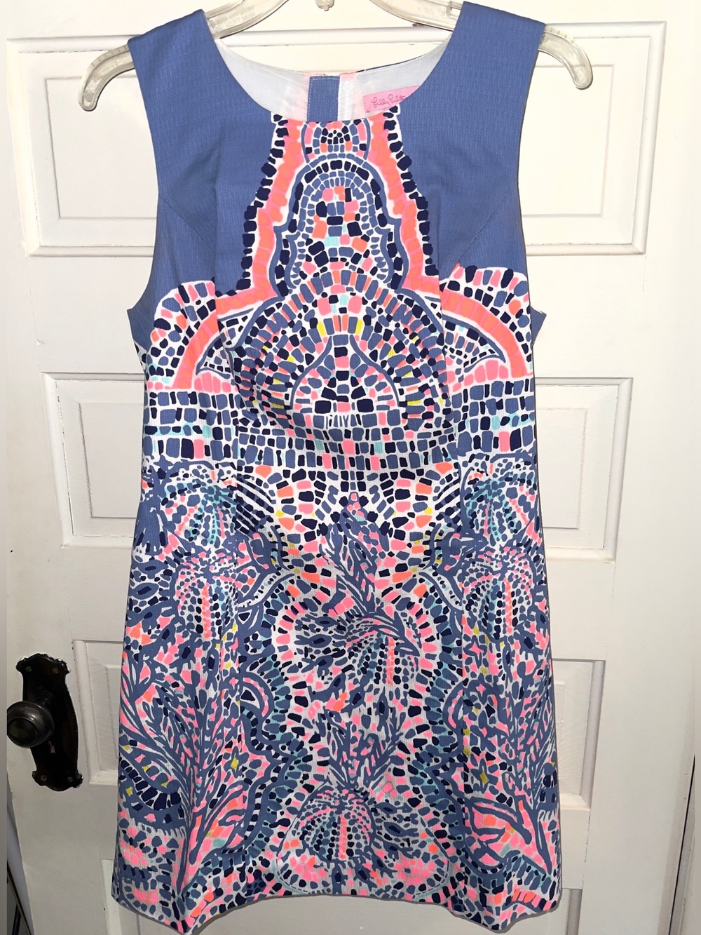 Lilly Pulitzer Mila Shift Dress Sleeveless Tic Tac Tile Engineered Print Sz 10